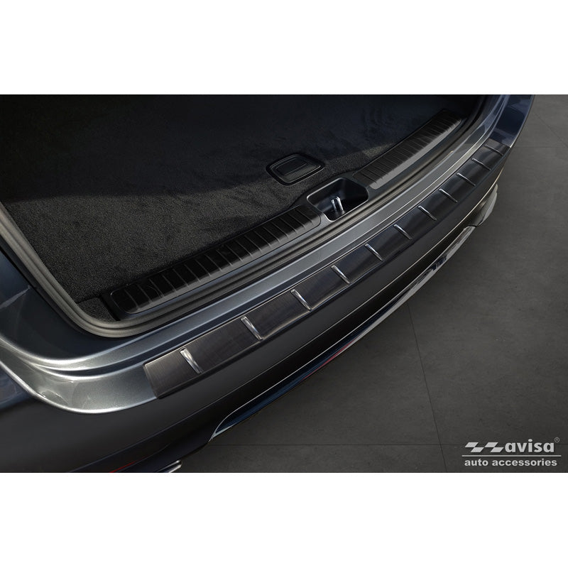 Avisa, protection de pare-chocs arrière, noir, acier inoxydable, compatible avec Mercedes GLE II (W167) restylage hors AMG 2023- 'Nervures'