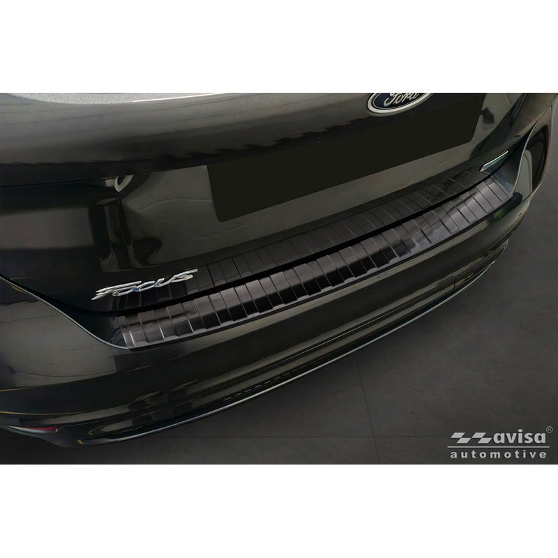 Avisa, Achterbumperbeschermer, zwart roestvrij staal, past op Ford Focus III HB Facelift (2014-2018) & Fiësta (2017-2023), 'Ribs'