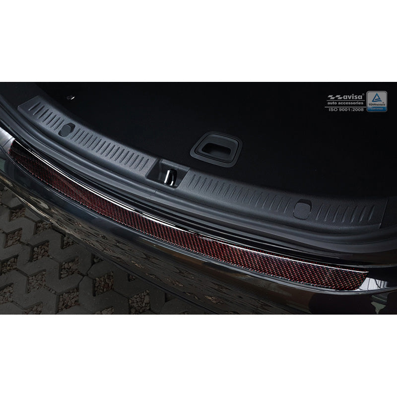 Avisa, achterbumperbeschermer, carbon, past op Mercedes E-Class W213 Sedan 2016-2020 & FL 2020-2023 Rood-Zwart Carbon
