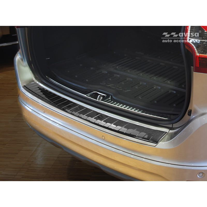 Avisa, Rear bumper protector, 3D genuine carbon, fits Volvo XC60 Facelift 2013-2016