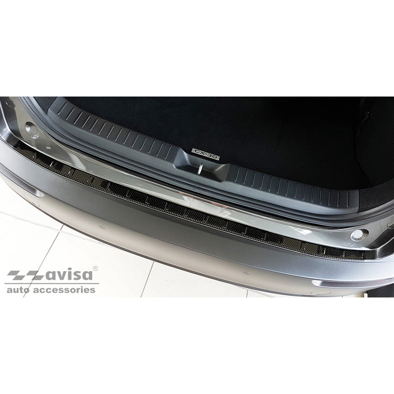Avisa, achterbumperbescherming, 3D echt carbon, past op Mazda CX-30 2019- 'Ribs'