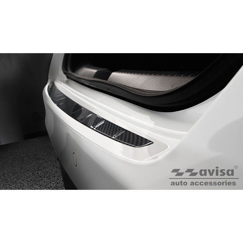 Avisa, Rear bumper protector, 3D genuine carbon, fits Mercedes CLA II (C118) Sedan 2019- 'Ribs'