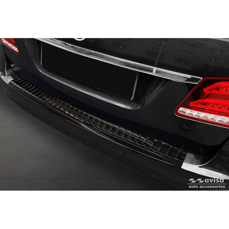 Avisa, Rear bumper protector, 3D genuine carbon, fits Mercedes E-Class Combi FL 2013-2016 'Ribs'