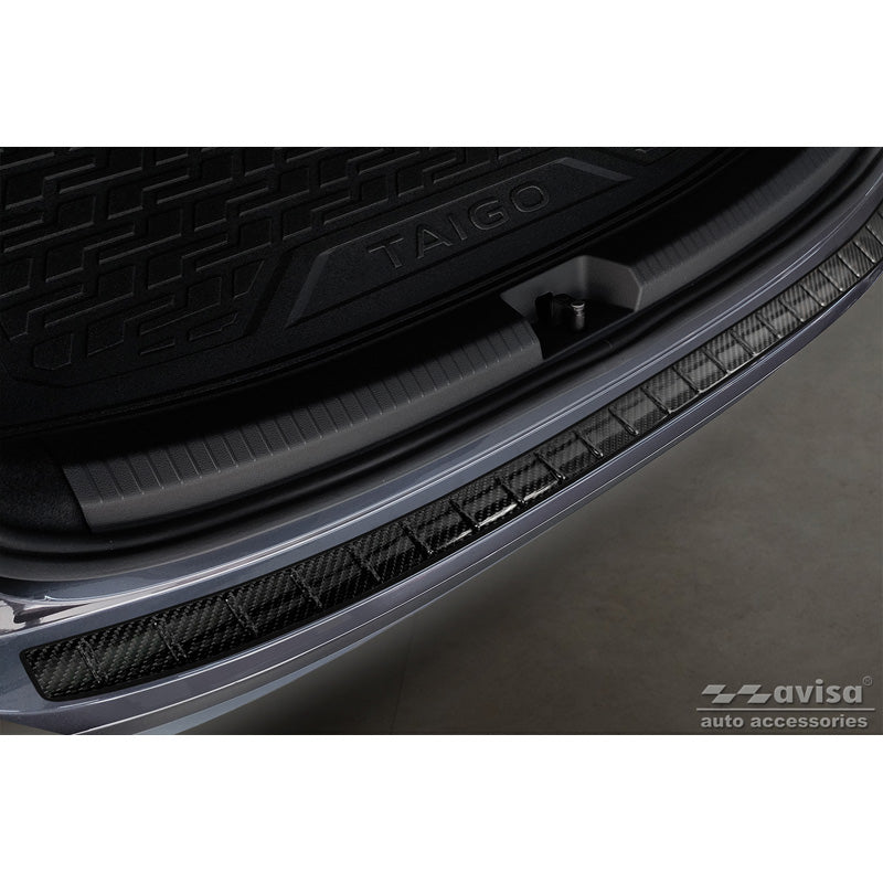 Avisa, Achterbumperbescherming, 3D echt carbon, past op Volkswagen Taigo 2021- 'Ribs'