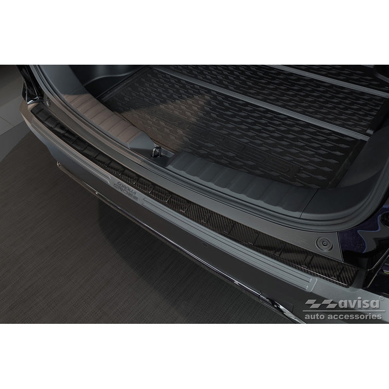 Avisa, Rear bumper protector, 3D genuine carbon, fits Toyota Corolla Cross 2022- 'Ribs'