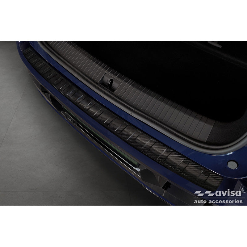 Avisa, Rear bumper protector, 3D genuine carbon, fits Renault Megane E-Tech 2021- 'Ribs'