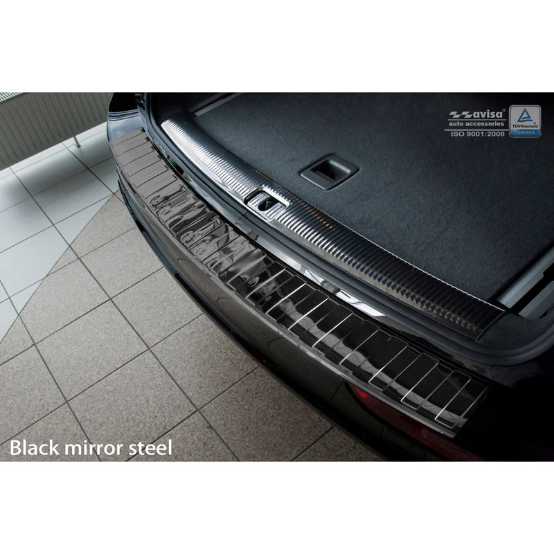 Avisa, Rear bumper protector, Glossy Black, Stainless steel, fits Audi Q5 2008-2012 & 2012- 'Ribs'