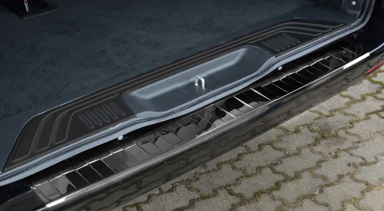 Avisa, Rear Bumper Protector, Glossy Black, Stainless Steel, fits Mercedes Vito / V-Class 2014-2019 & Facelift 2019- 'Ribs'