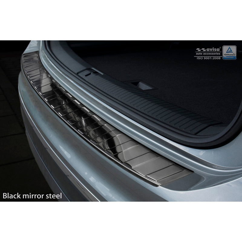 Avisa, Rear bumper protector, Glossy Black, Stainless steel, fits Volkswagen Tiguan II incl. Allspace & R-Line 2016-2020 & FL 2020-2024 'Ribs'