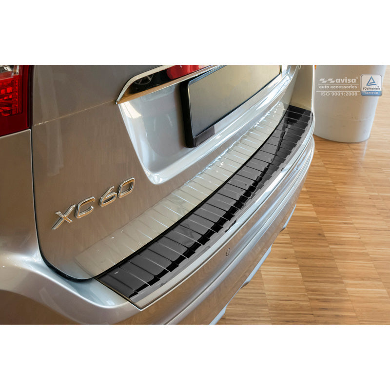 Avisa, Rear bumper protector, Glossy Black, Stainless steel, fits Volvo XC60 2013-2016 'Ribs'