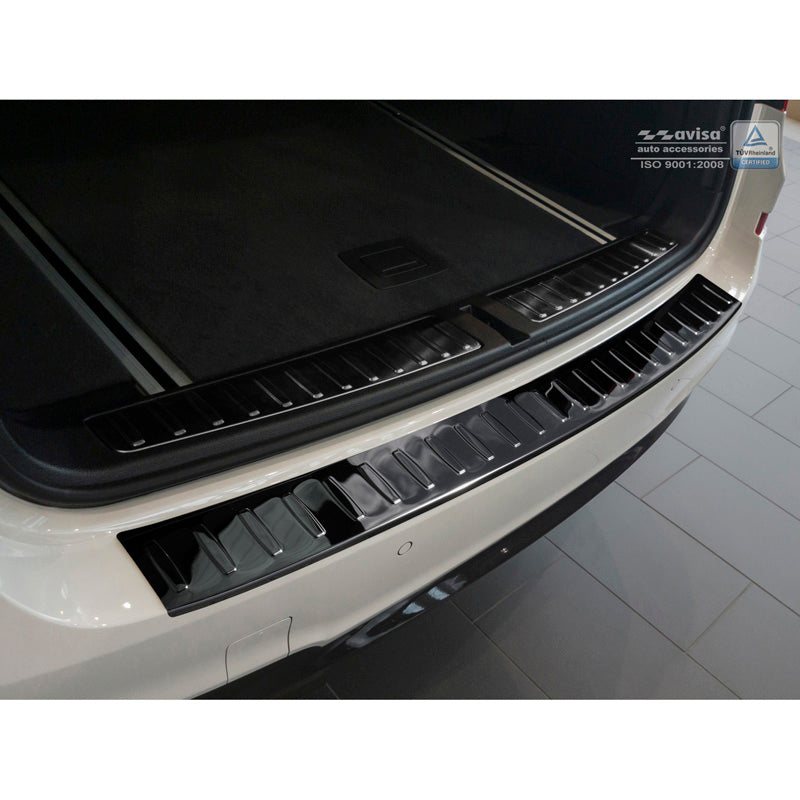 Avisa, Achterbumperbeschermer, Glanzend zwart, roestvrij staal, past op BMW X3 F25 2014-2017 'Ribs'