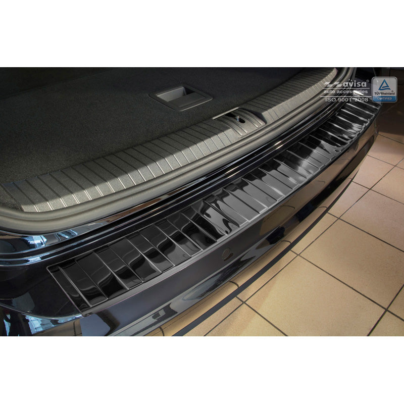 Avisa, Achterbumperbeschermer, Glanzend Zwart, Roestvrij staal, past op Volkswagen Touran III 2015- incl. R-Line 'Ribs'