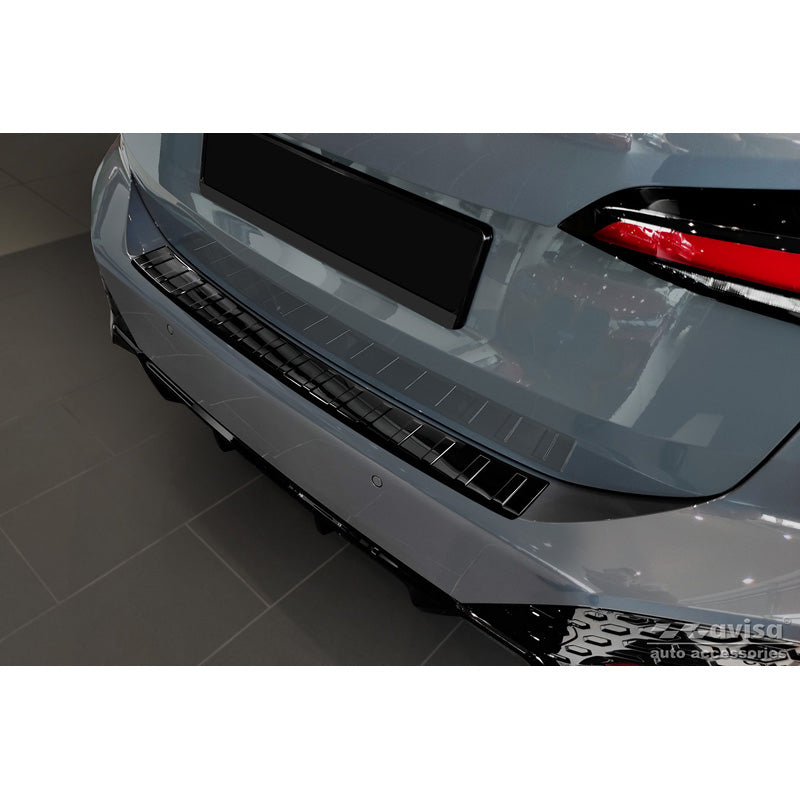 Avisa, protection de pare-chocs arrière, noir brillant, acier inoxydable, compatible avec BMW 2-Series U06 Active Tourer M-Package 2021- 'Ribs'