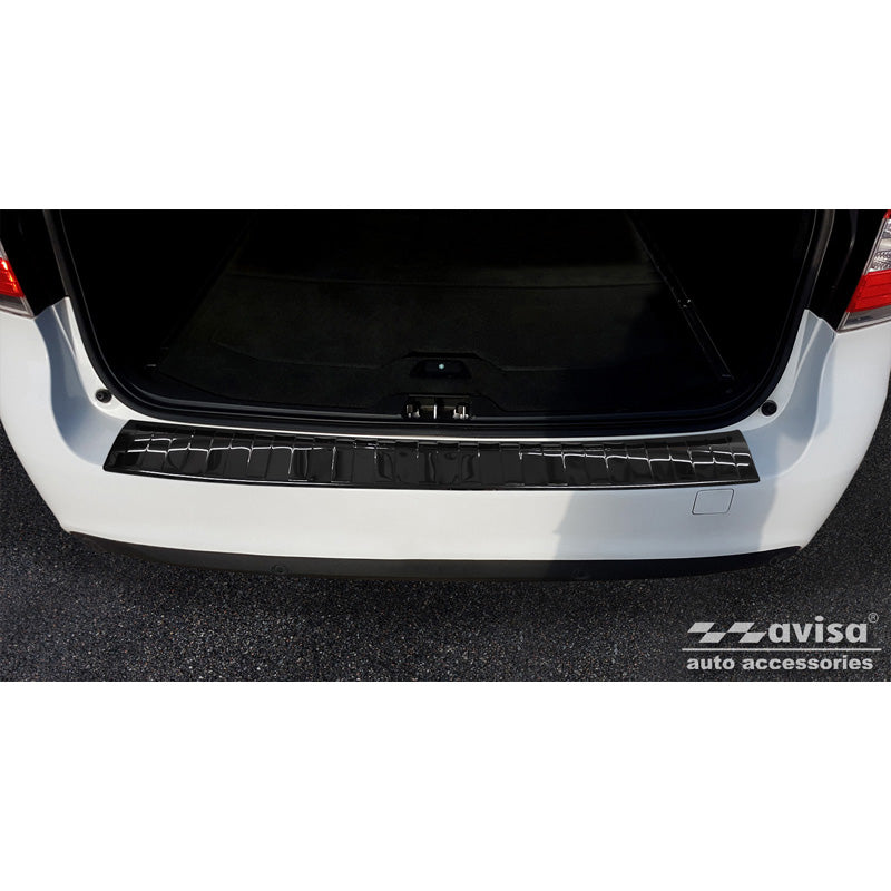 Avisa, Achterbumperbeschermer, Glanzend zwart, roestvrij staal, past op Volvo V70 Facelift 2013-2016 'Ribs'