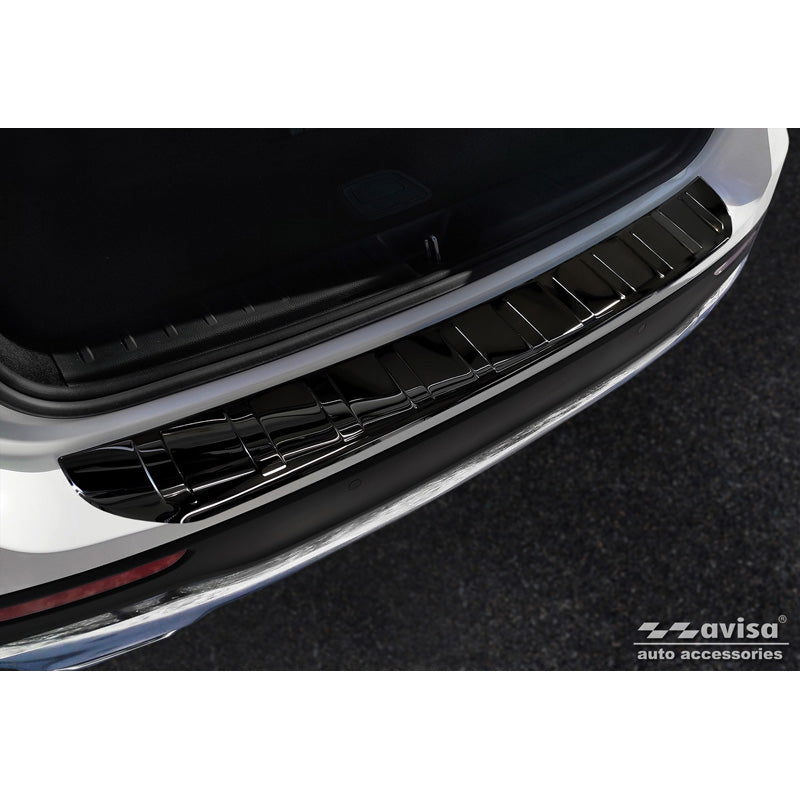 Avisa, Rear Bumper Protector, Glossy Black, Stainless Steel, Fits Mercedes GLB (X247) incl. AMG 2019- 'Ribs'