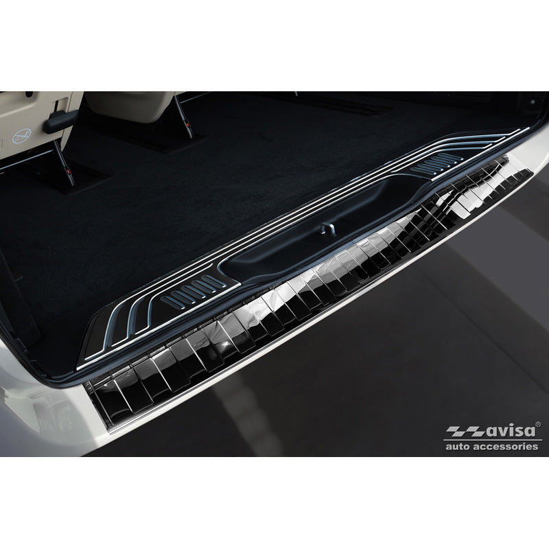 Avisa, protection de pare-chocs arrière, noir brillant, acier inoxydable, compatible avec Mercedes Vito / V-Class 2014-2019 & Facelift 2019- 'Ribs' 'XL'