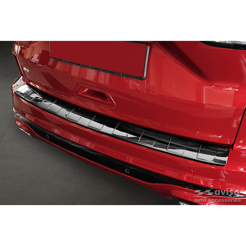 Avisa, Rear Bumper Protector, Glossy Black, Stainless Steel, Fits Ford Kuga III ST-Line/Hybrid/Vignale 2019-2024 & FL 2024-  'Ribs'