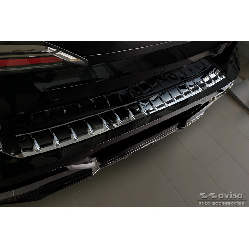 Avisa, protection de pare-chocs arrière, noir brillant, acier inoxydable, compatible avec BMW 7-Series (G70) 2023- with M-Pakage 'Ribs'