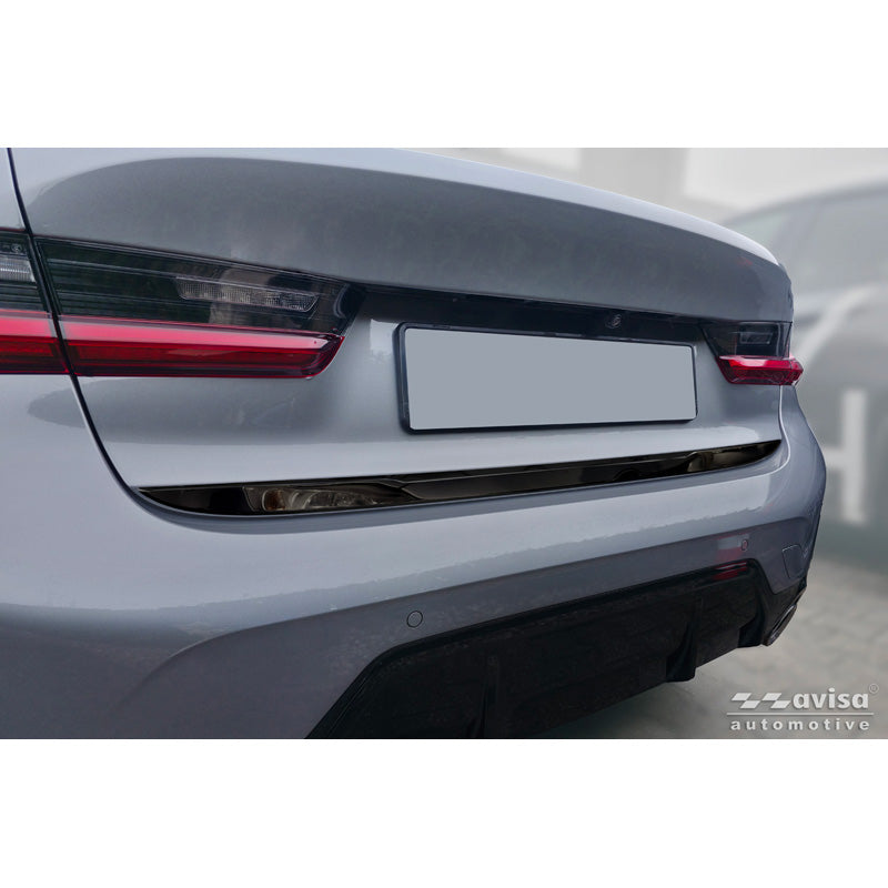 Avisa, Garniture de hayon, acier inoxydable chromé noir, compatible avec BMW Série 3 (G20) M-Sport Facelift (2018-2022), Facelift (2022-2024) & Facelift (2024-)
