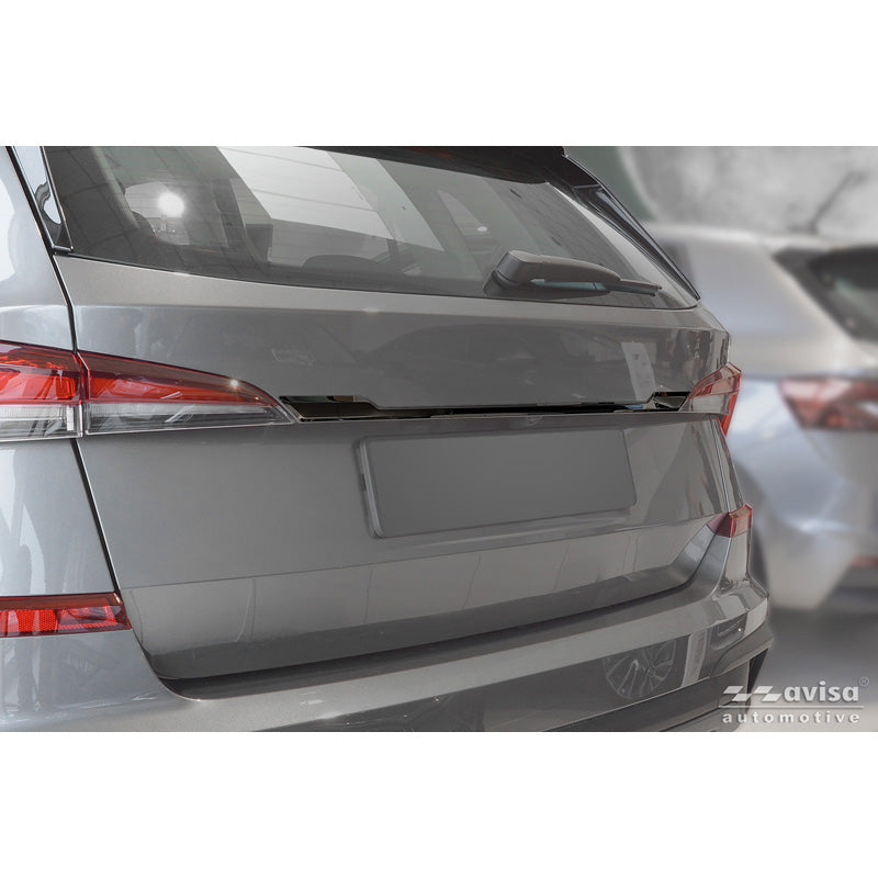 Avisa, garniture de hayon, acier inoxydable chromé noir, compatible avec Skoda Kamiq (NW4) (2019-2024) & Facelift (2024-)