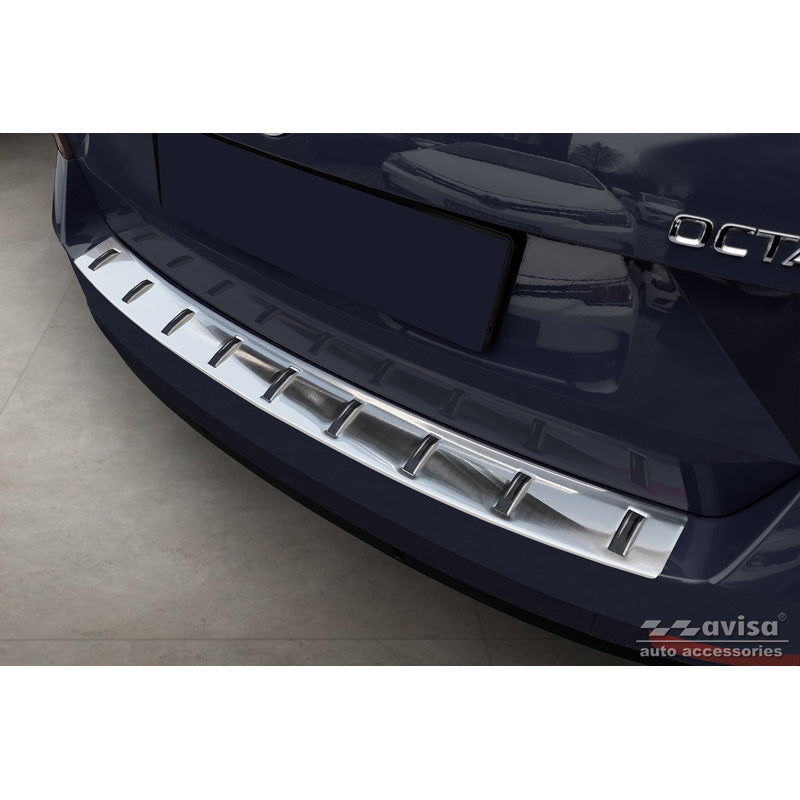 Avisa, Achterbumperbeschermer, roestvrij staal, past op Skoda Octavia III Combi Facelift 2017-2020 'STRONG EDITION'