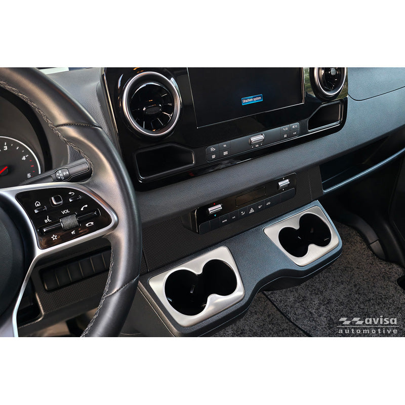 Avisa, Cup holder covers, Stainless steel, 2 pcs, fits Mercedes Sprinter III (2018-), Silver