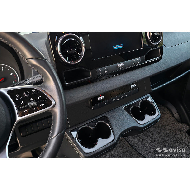 Avisa, Cup holder styling, Stainless steel, black, 2 pcs., fits Mercedes Sprinter III (2018-)