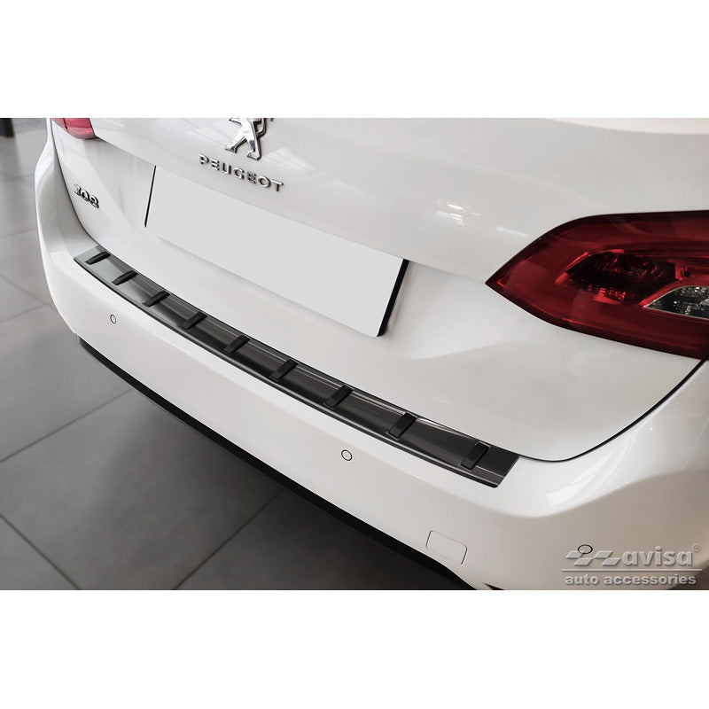 Avisa, Rear Bumper Protector, Black, Stainless Steel, Fits Peugeot 308 SW II 2013-2017 & Facelift 2017-2021 'STRONG EDITION'