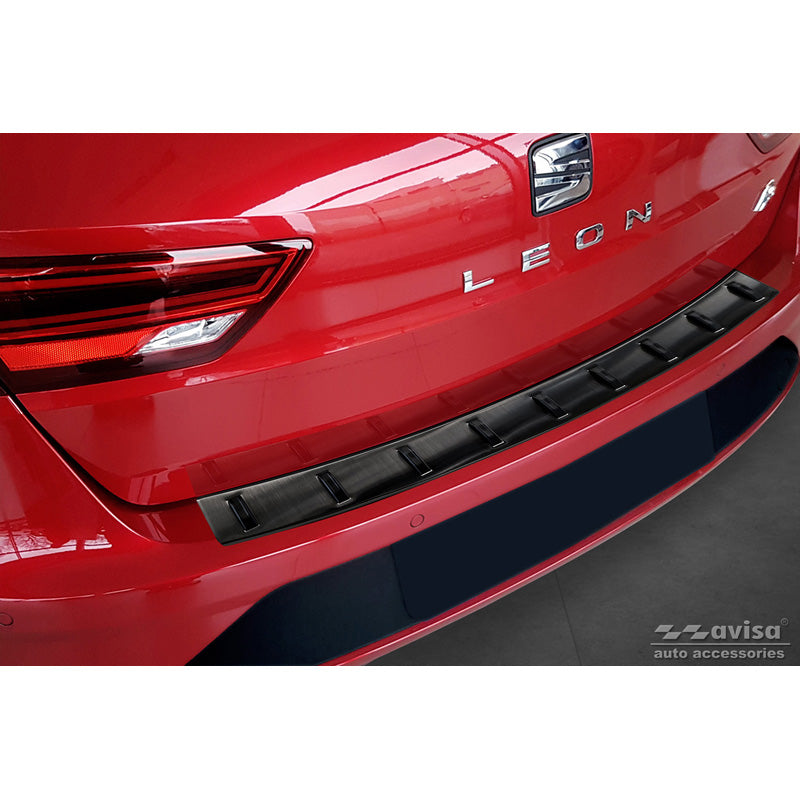 Avisa, achterbumperbeschermer, zwart, roestvrij staal, past op Seat Leon ST (5F) 2013-2017 & Facelift 2017-2020 'STRONG EDITION'