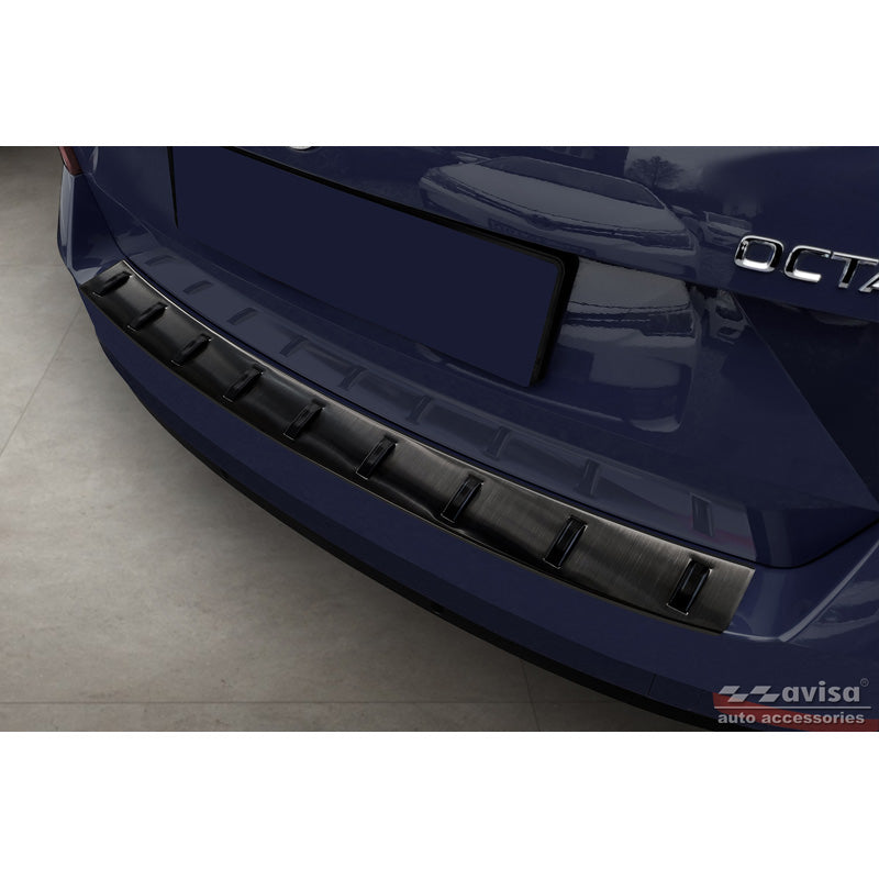 Avisa, achterbumperbeschermer, zwart, roestvrij staal, past op Skoda Octavia III Combi Facelift 2017-2020 'STRONG EDITION'