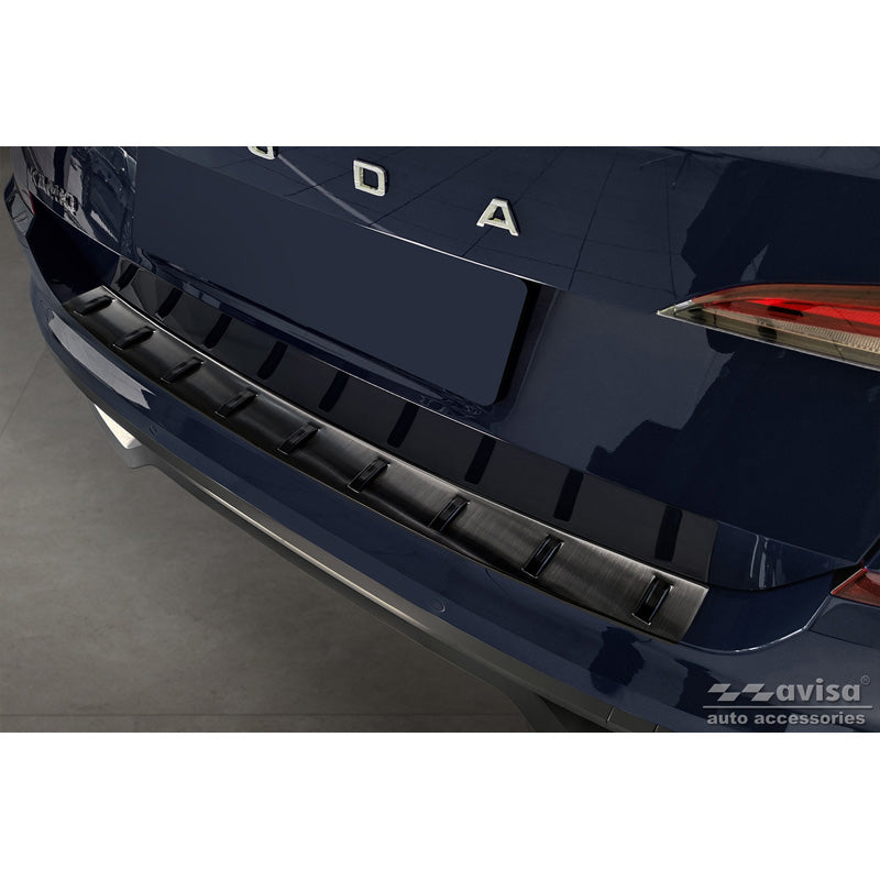 Avisa, Achterbumperbeschermer, Zwart, Roestvrij staal, past op Skoda Kamiq 2019- 'STRONG EDITION'