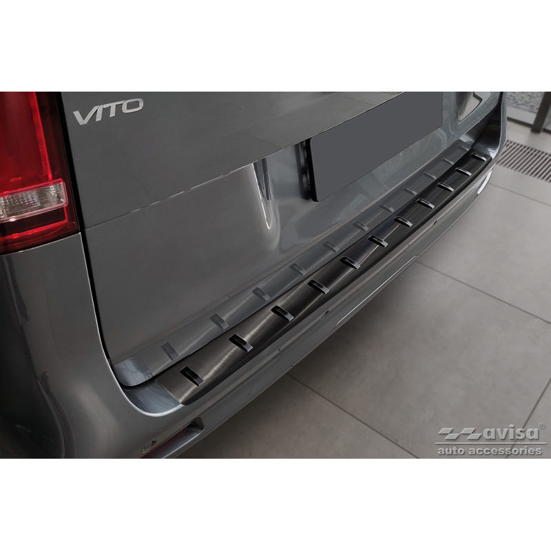 Avisa, protection de pare-chocs arrière, noir, acier inoxydable, convient à Mercedes Vito / V-Class 2014-2019 & Facelift 2019- (with Hatch) 'STRONG EDITION'