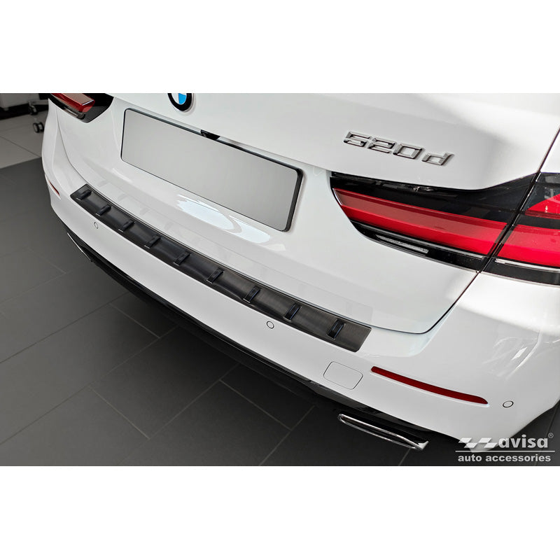 Avisa, Protection de pare-chocs arrière, Noir, Acier inoxydable, convient à BMW 5-Series G31 FL Touring 2020- excl. M-Sport 'STRONG EDITION'