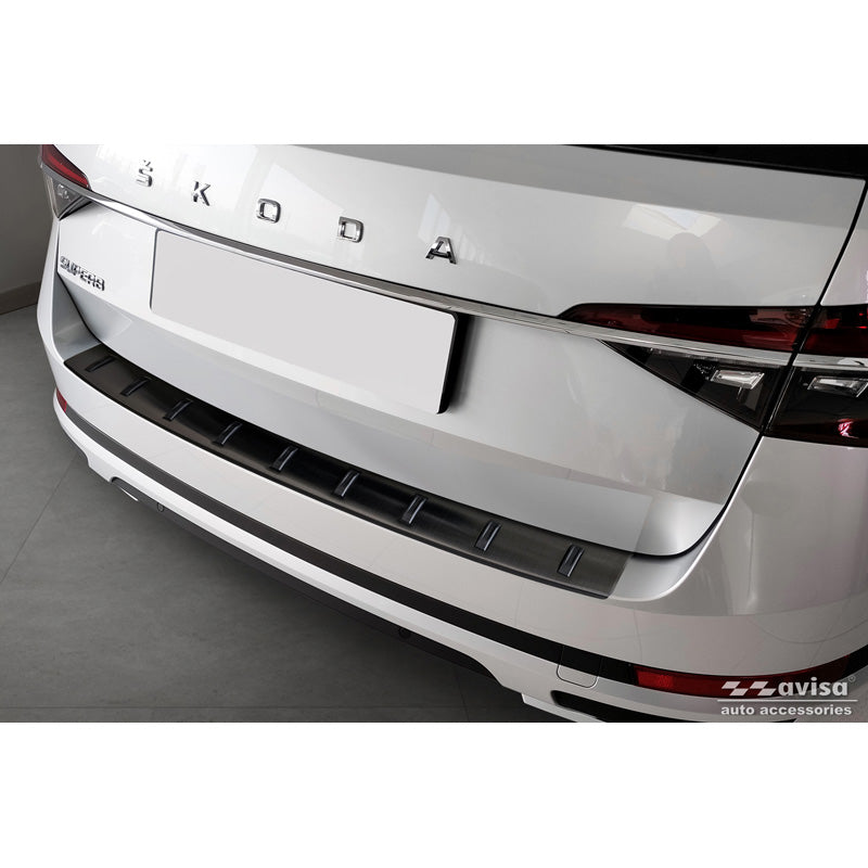 Avisa, Rear bumper protector, Black, Stainless steel, fits Skoda Superb III Combi 2015-2023 incl. Scout 'STRONG EDITION'