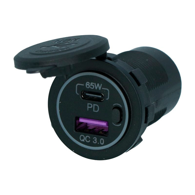 Carpoint, ingebouwde oplader, USB-A/USB-C, passend voor 12-24V-systemen