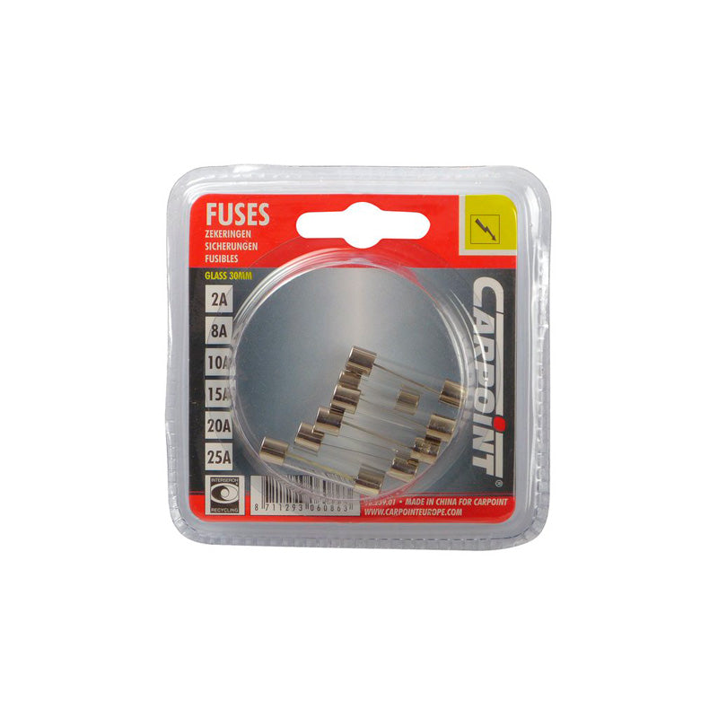 Carpoint, Glass Fuses - 6 pcs. 8-30A