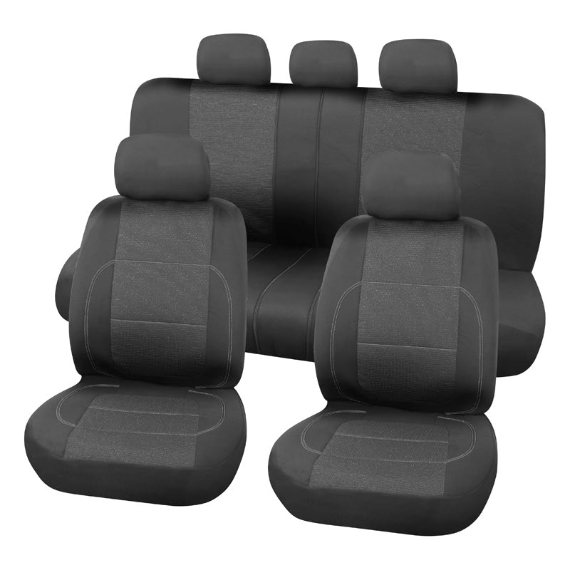 Carpoint Seat Cover Set Universal Paris 9-parts - Black/Grey