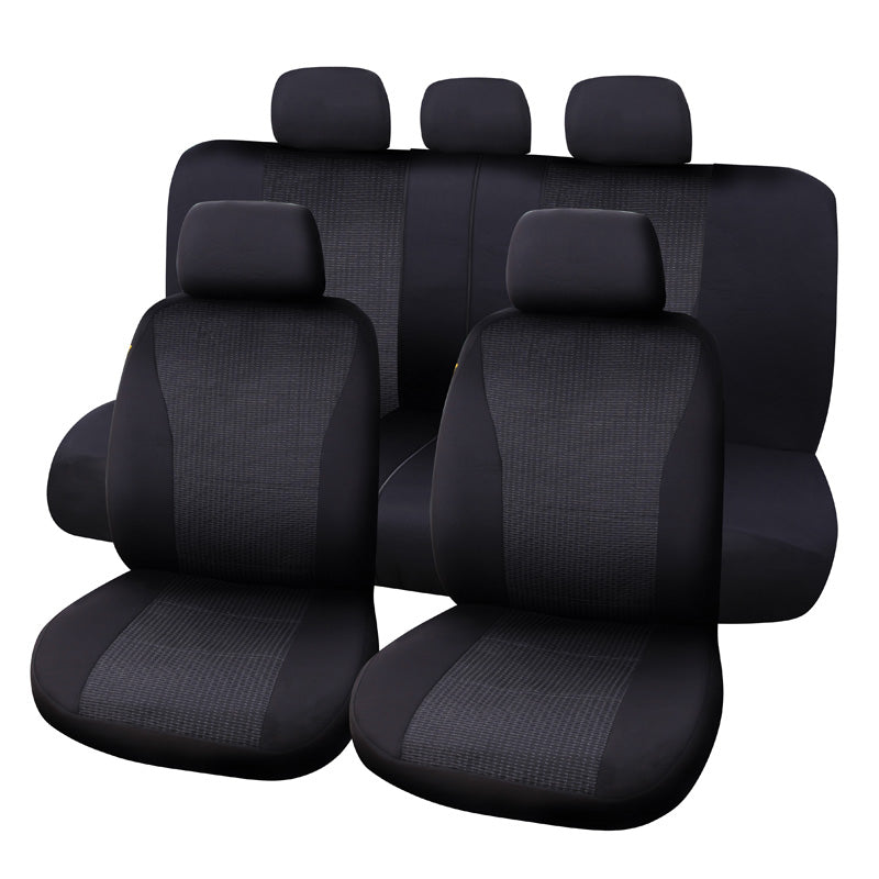 Carpoint, Universal Seat Cover Set - 9 Pieces - Black/Grey - Machine Washable