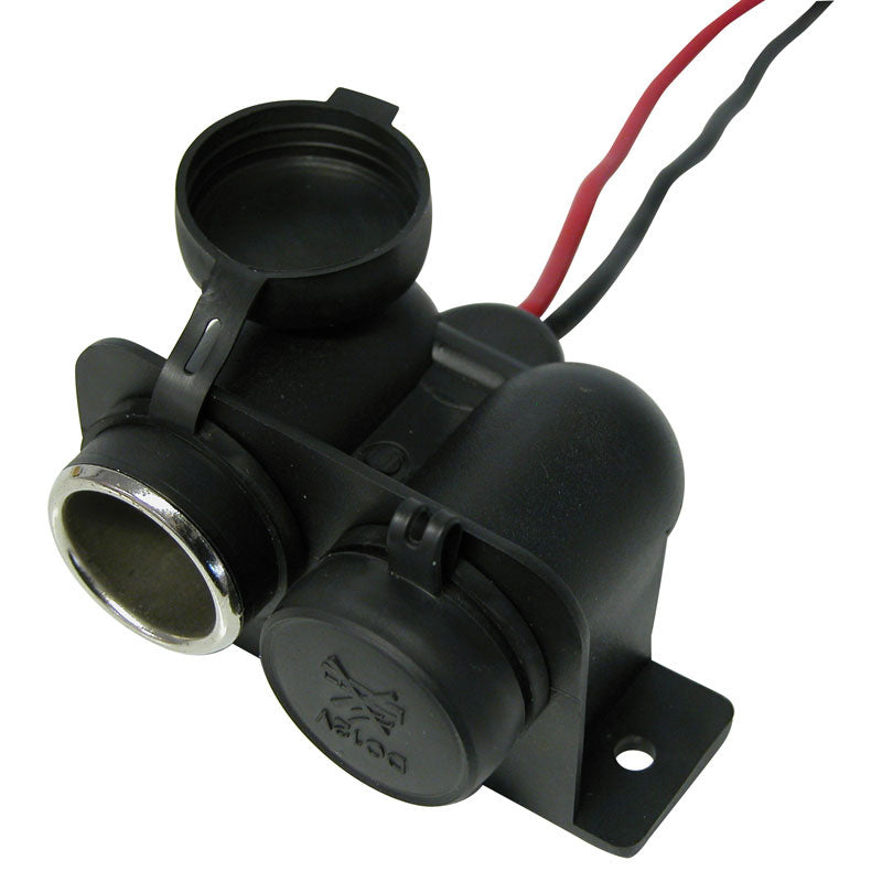 Carpoint, Waterproof Dual Cigarette Lighter Socket - 12/24V - Max. 15A