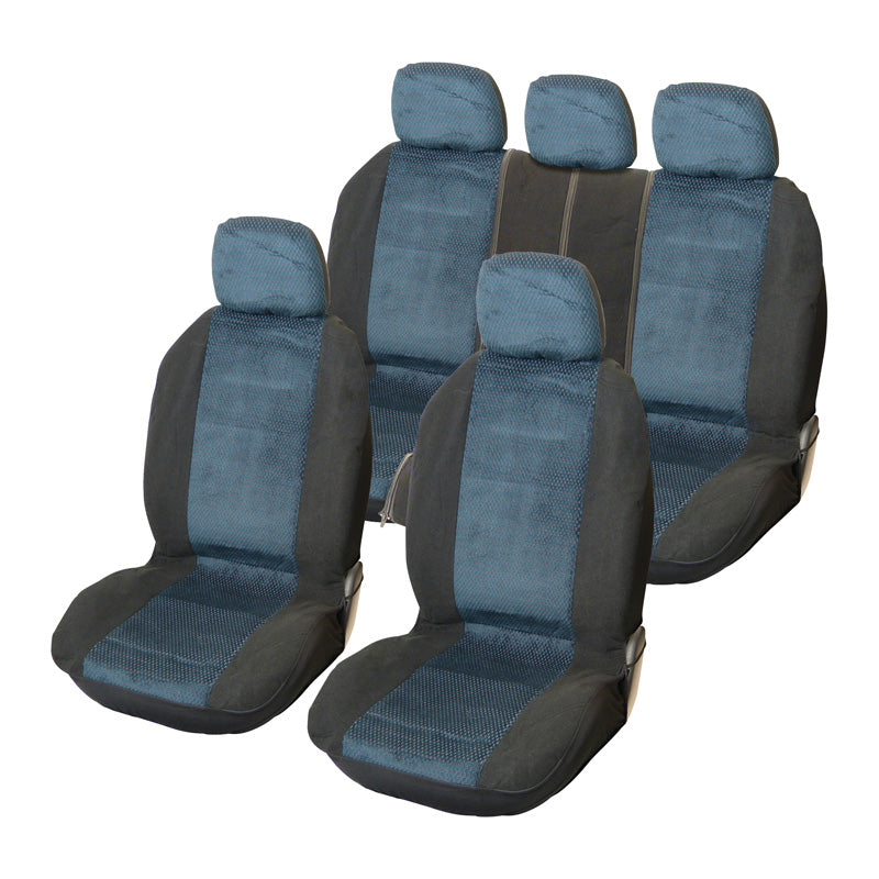 Carpoint, Universal Seat Cover 9-Piece Set - Black/Blue