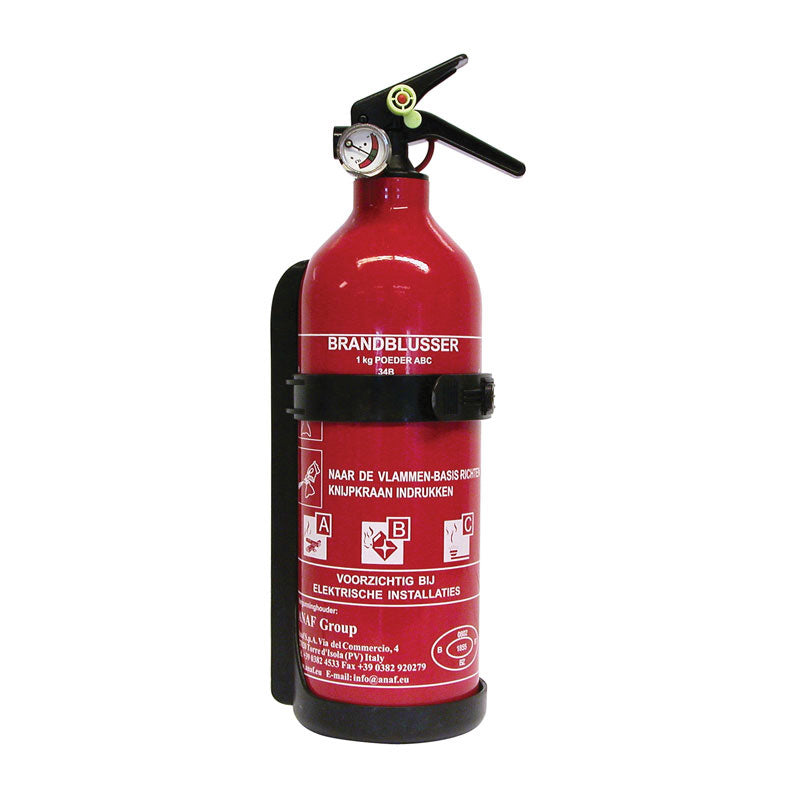 ANAF, Car and Marine Engine Powder Fire Extinguisher with Pressure Gauge - 1kg - EN3 Certified