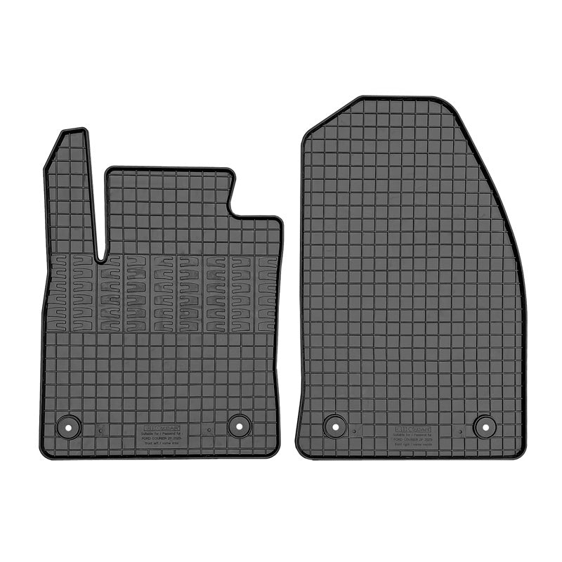 CIKCAR Rubber car mats set suitable for Ford Transit Courier 2023- (2-pieces + fixing system)