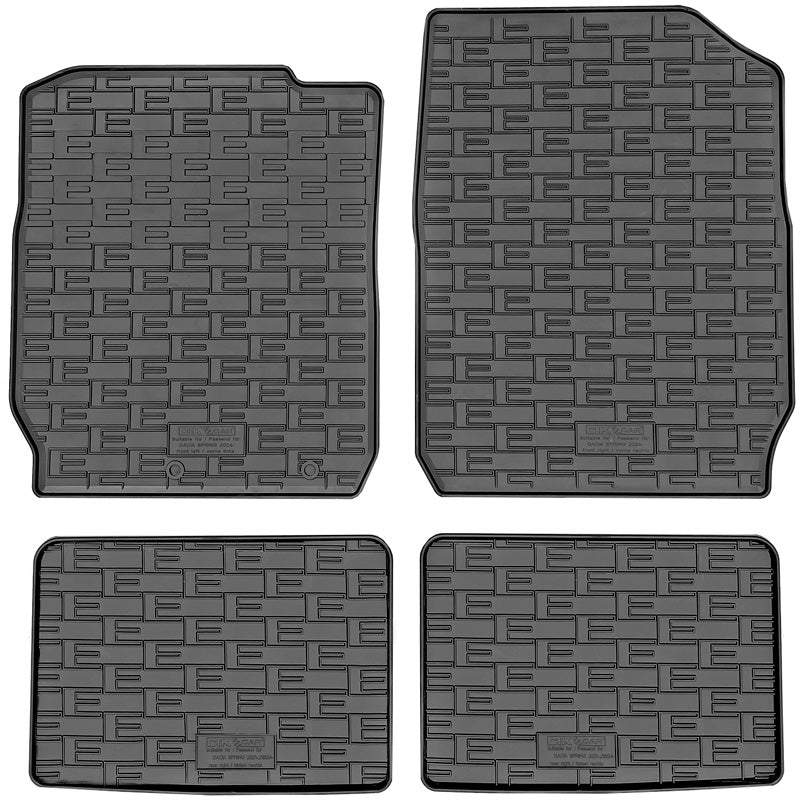 CIKCAR, floor mat set, rubber, fits Dacia Spring EV Facelift (2024-), 4 pieces + fixing system