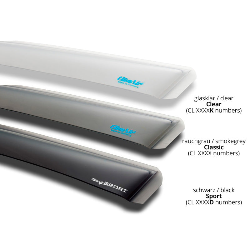ClimAir, Wind deflectors for front doors, Smoke tinted, fits Audi 100/200/5000 1983-1090