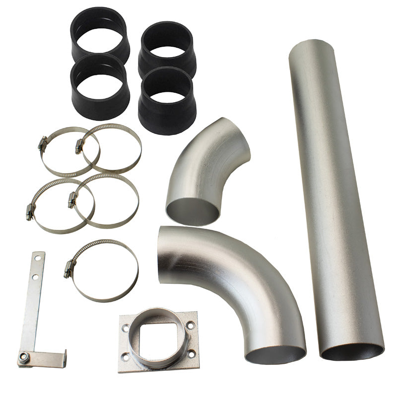 AutoStyle, Universal DIY Air-Intake Kit - Anodized Silver - Matt Aluminium - 76mm