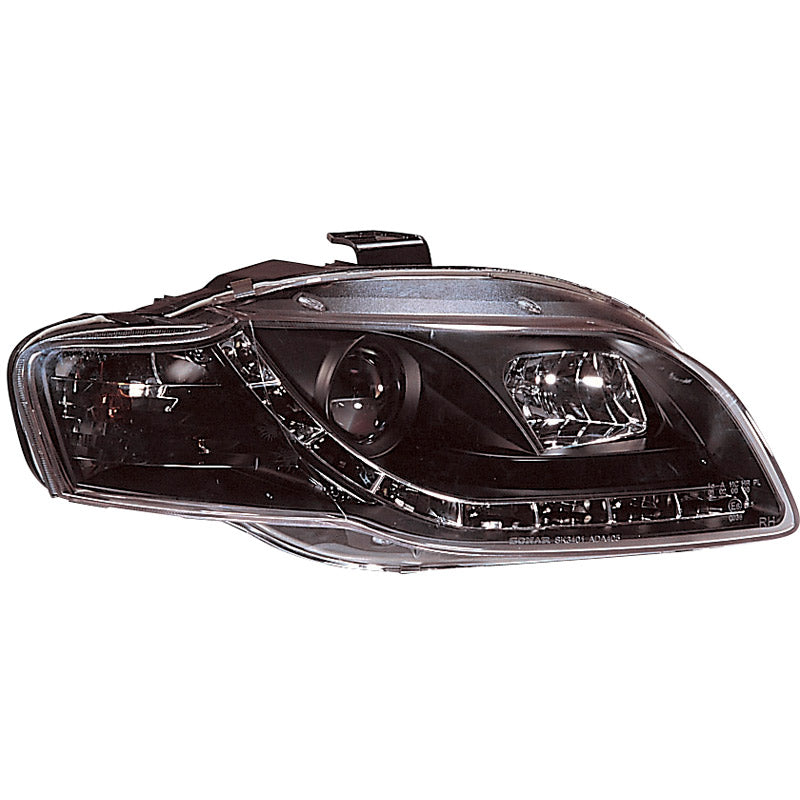 Headlights, DRL fits Audi A4 B7 2005-2008 - black - incl. adjustment motor