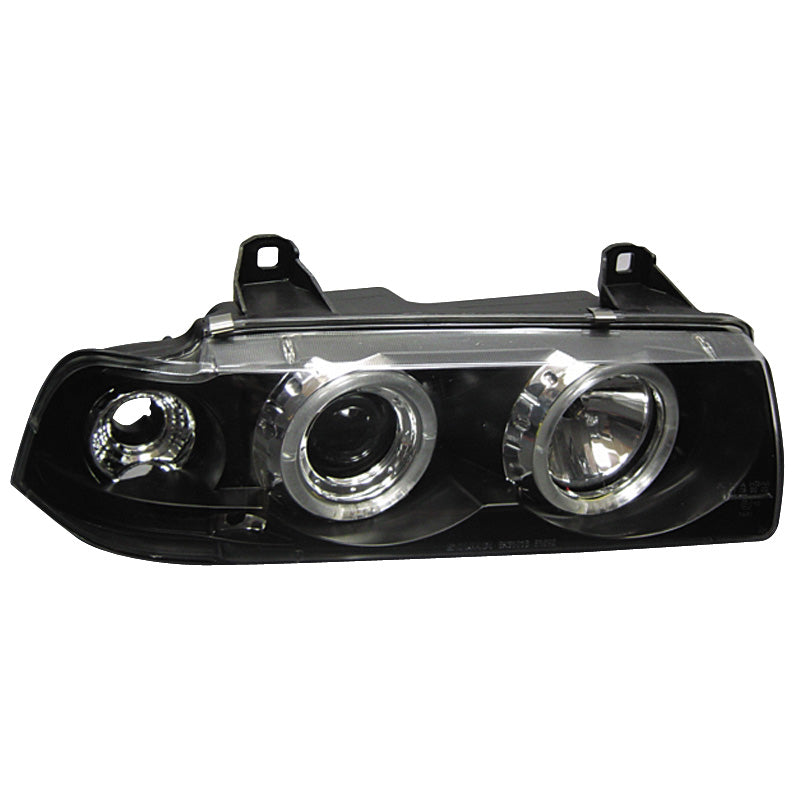 Headlights, fits BMW 3-Series E36 Sedan/Touring - black - incl. Indicators & Halos