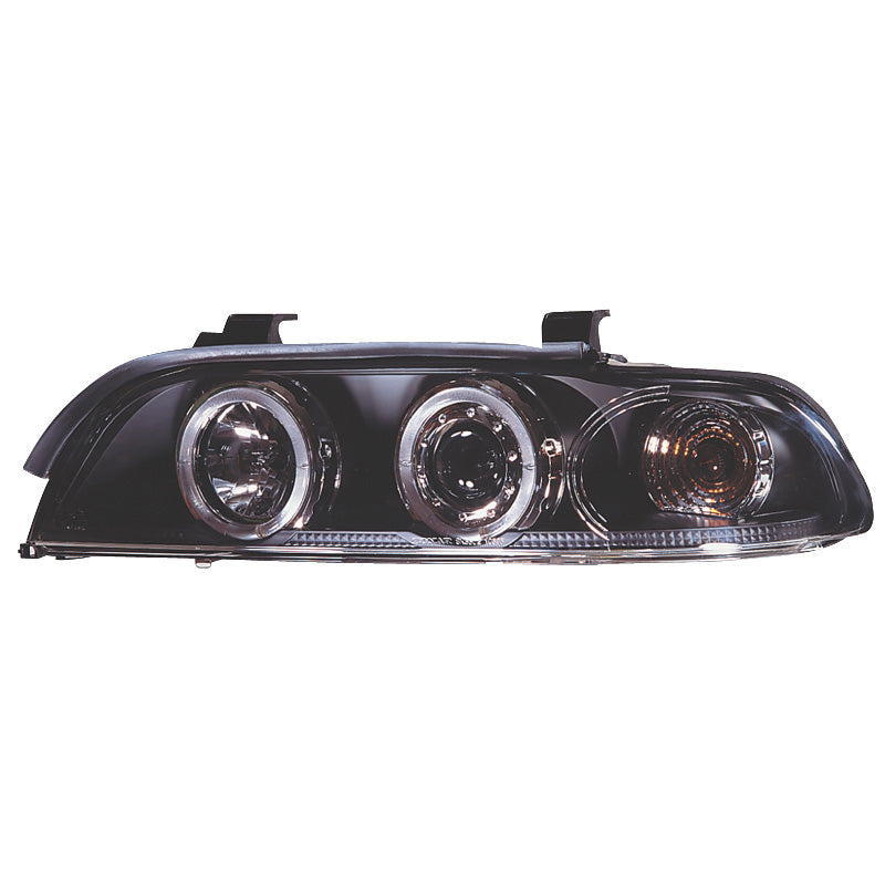 Koplampen, past op BMW 5-Series E39 1996-2003 - zwart - incl. Halos