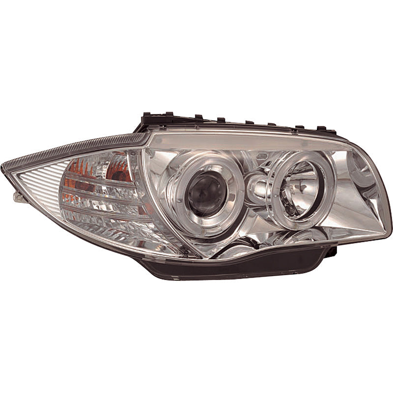 Koplampen, past op BMW 1-Series E81/E87 2004-2011 - Chroom - incl. Halos
