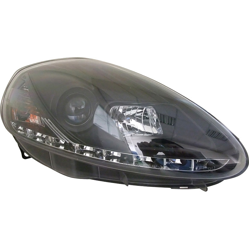 Headlights, DRL look Fits Fiat Grande Punto 2005-2008 - black